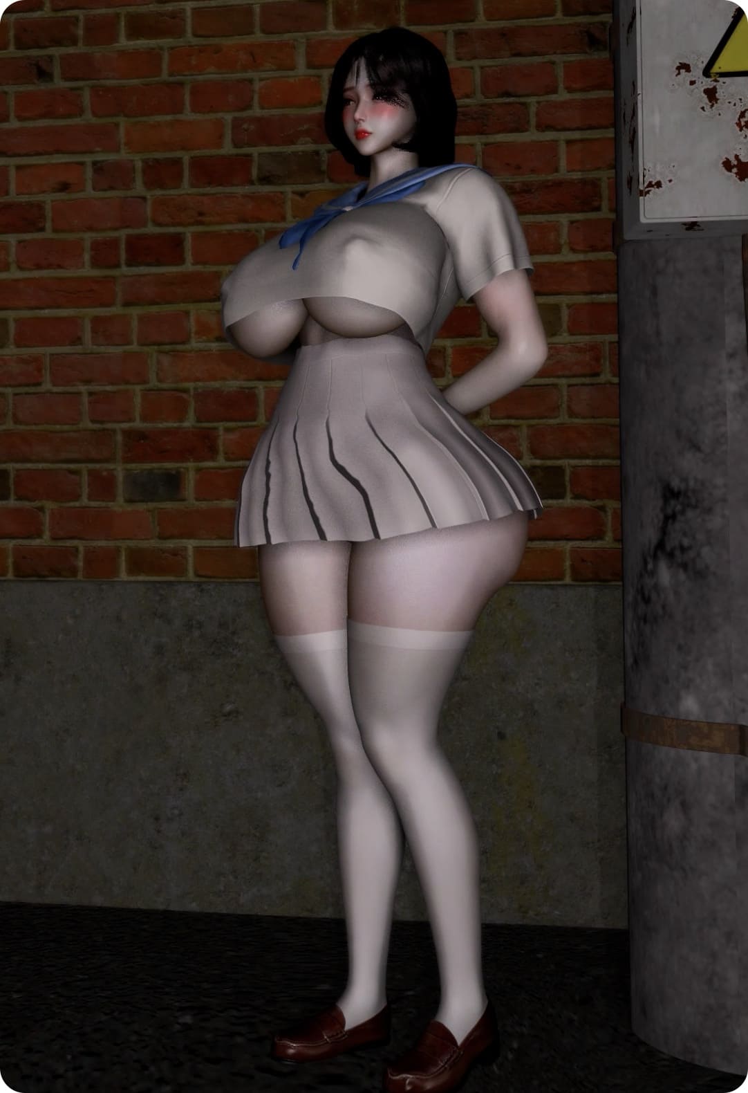 [3D]香蕉香油：兼职援交的女友 白丝巨乳女友背地里是..