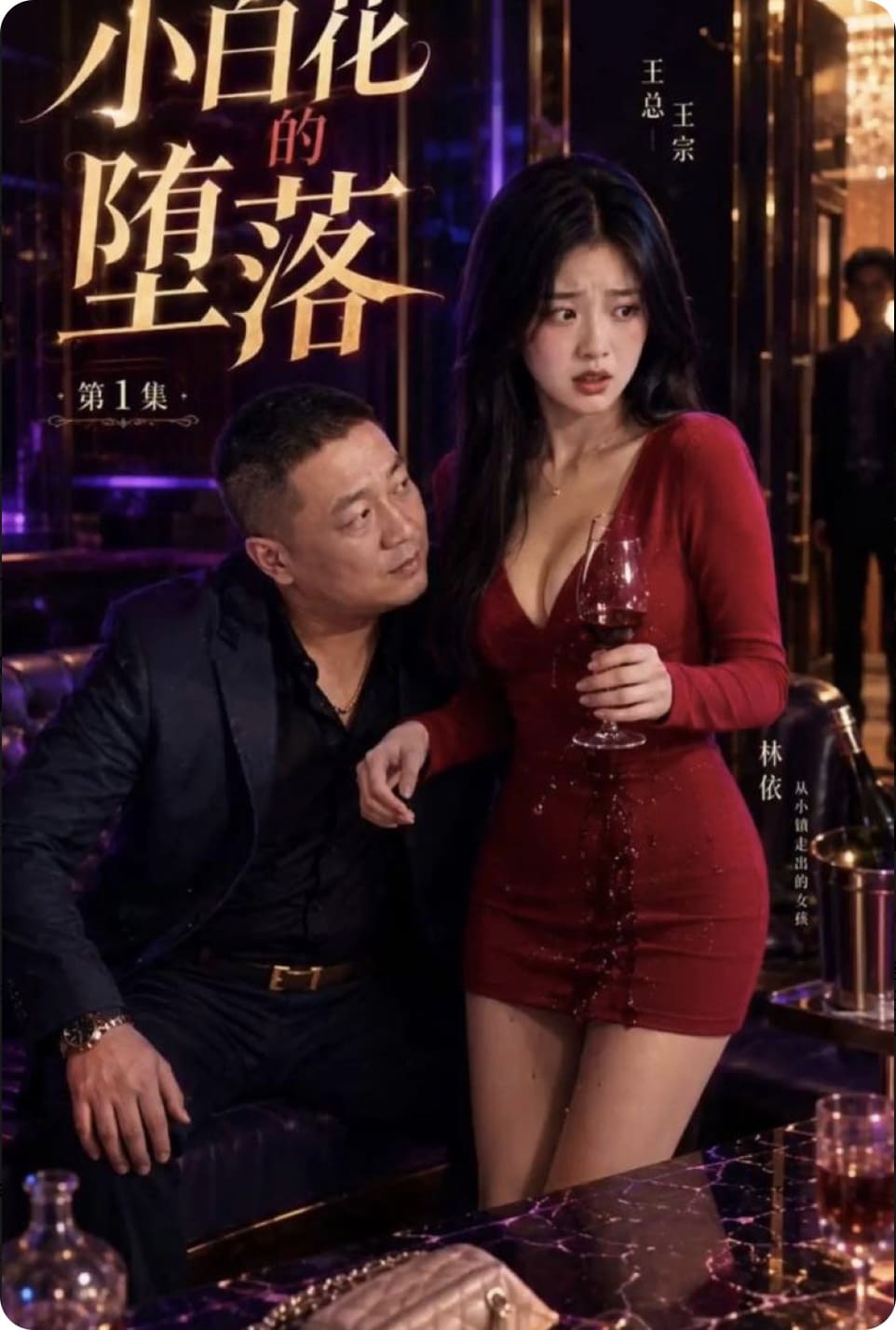 AI短剧《小白花的堕落》1-7集完结版 清纯女大恶堕之路